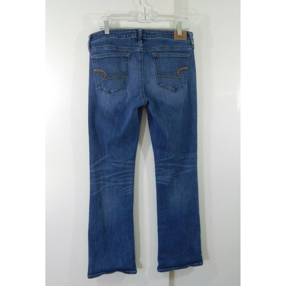 AMERICAN EAGLE jeans skinny kick boot bootcut super stretch mid rise short 12 - Picture 4 of 9